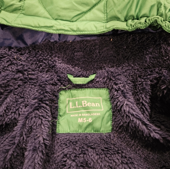L.L. Bean Kids' Bean's Down Colorblock Green and Blue Jacket - Picture 4 of 8